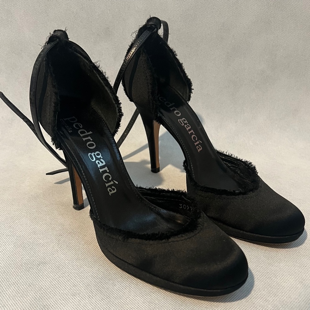 Black Satin Pedro Garcia Heels